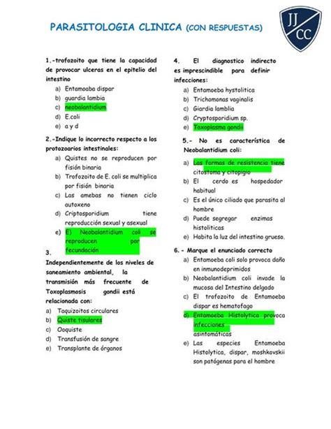 Parasitologia Cl Nica Preguntas Y Respuestas This Is Medicine Udocz