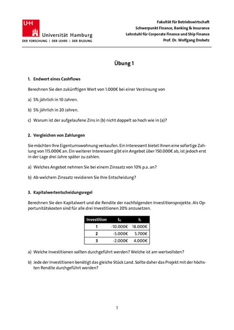 Übungen Gesamt Investition Finanzierung 2021 Fakultät für