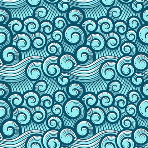 Premium Vector Sea Blue Waves Seamless Pattern