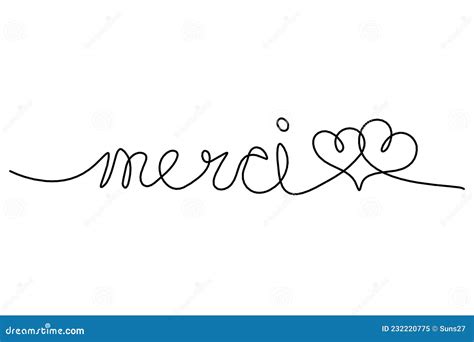 Merci Calligraphic Poster Vector Hand Lettering French Word Thank You