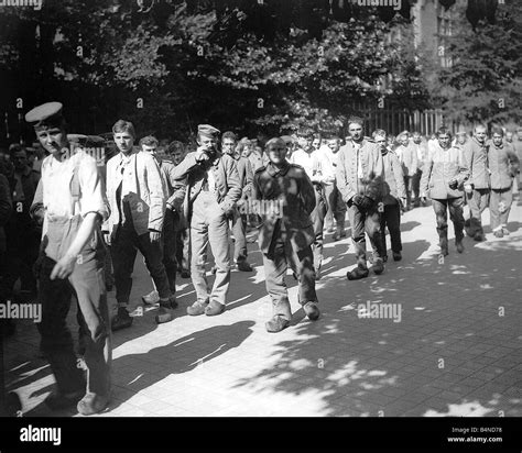 World War One German Prisoners At Bruges In Belgium Circa 1917 Stock