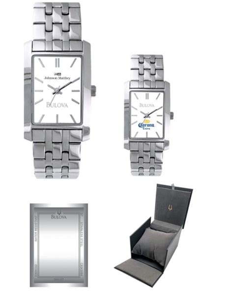 Reloj Bulova rectangular en acero inoxidable con extensible metálico