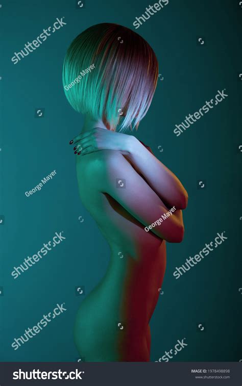 Nude Beautiful Blonde Dancing Colorful Light Stock Photo Shutterstock
