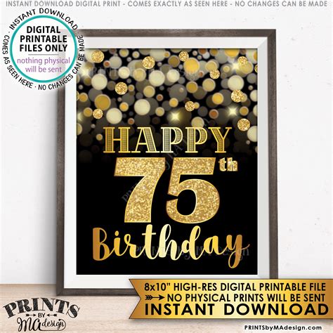 75th Birthday Card Printable