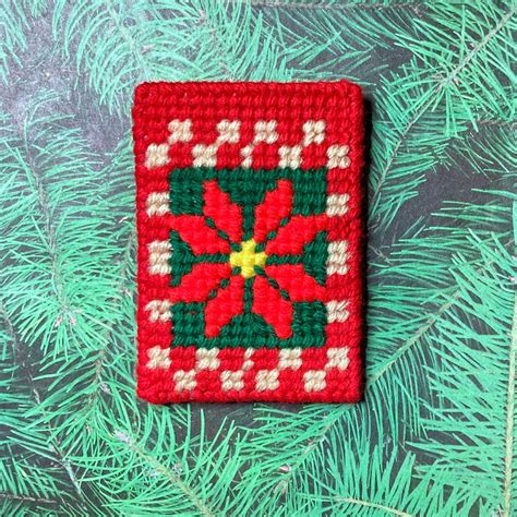 Plastic Canvas Pattern Page Poinsettia Gift Card Etsy