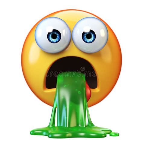 Puking Emoji Isolated on White Background, Disgusted or Sick Emoticon ...