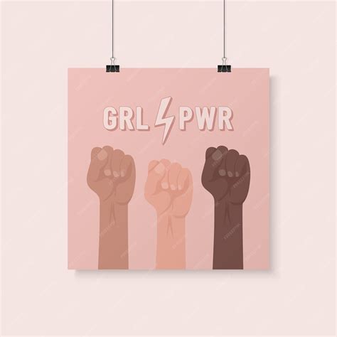 Premium Vector Girl Power Poster Raised Up Women S Fists Women S