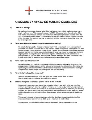 Fillable Online Frequently Asked Questions About Co Mail Hess Print