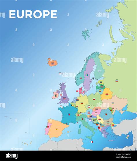 Europe Map With The Territorial Division Of The States With Names And