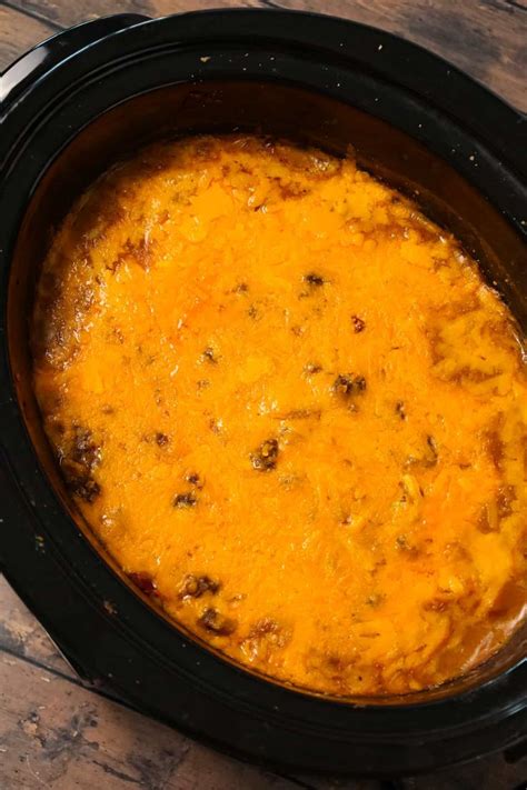 Crock Pot Cowboy Casserole Is A Hearty Slow Cooker Dinner Recipe Loaded