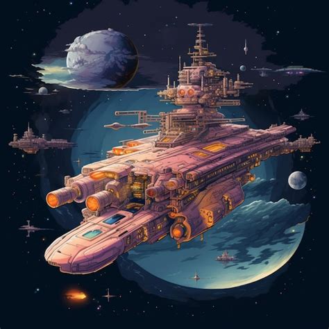 Premium Ai Image Detailed Pixel Art Spaceship Battle In Space Rater