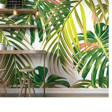 Tropical Leaves Large By Origin Murals Citrus Mural Wallpaper Direct