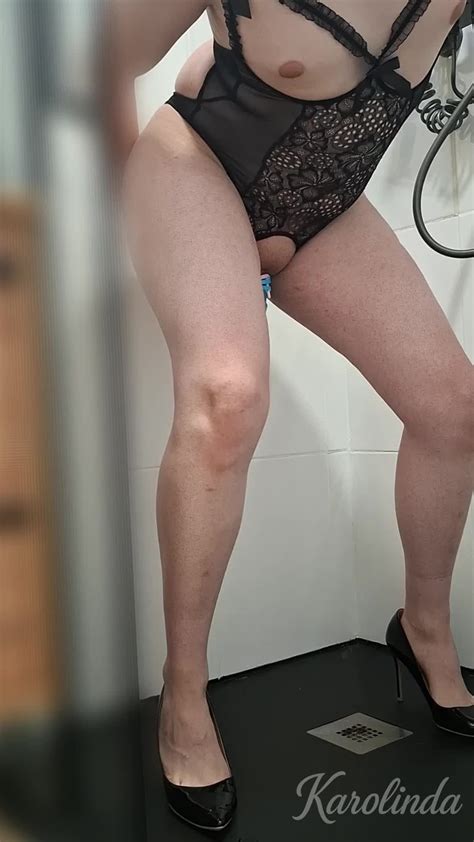 Sissy High Heels Rides Dildo In The Shower And Cums Hard Ashemaletube