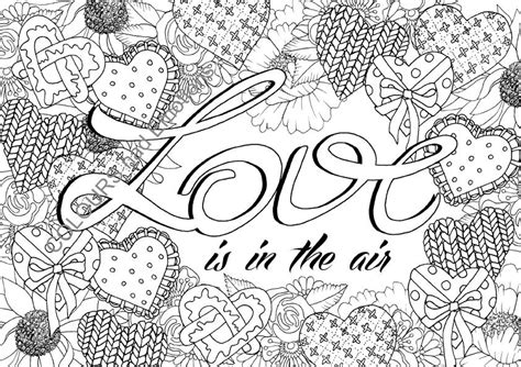 Love Is In The Air Coloring Page Adult Coloring Page Affirmations Quotes Printable Pdf