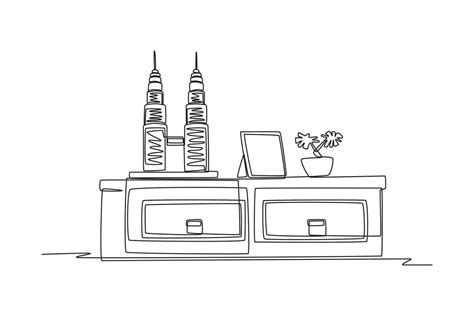 Continuous One Line Drawing Modern Building Displays For Living Room