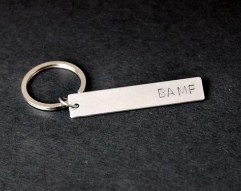 BAMF Bad Ass Mother Fer Keychain Hand Stamped Keychain Etsy