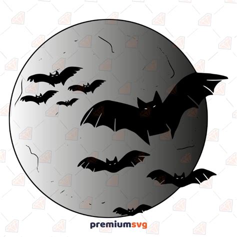 Moon And Bat SVG Cut Files Halloween Moon Clipart Cut Files PremiumSVG