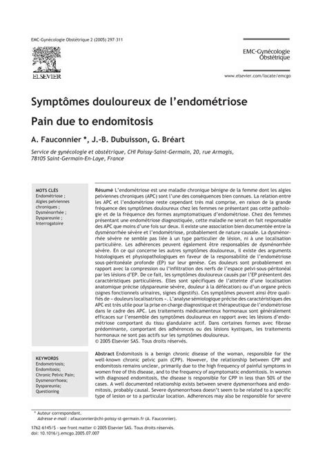 PDF Symptômes douloureux de l endométriose DOKUMEN TIPS