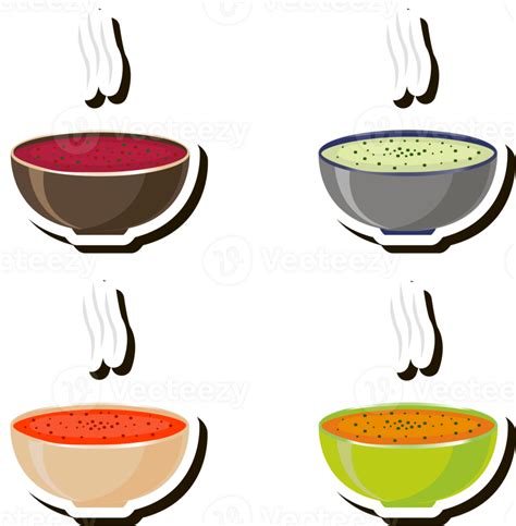 Illustration On Theme Big Set Various Types Beautiful Tasty Edible Hot Homemade Soups 36281376 PNG