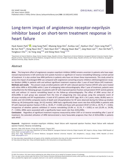 PDF Longterm Impact Of Angiotensin Receptorneprilysin Inhibitor