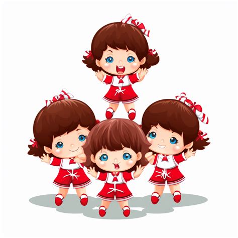 Clipart Group Of Sentient Baby Girl Cheerleaders Design White