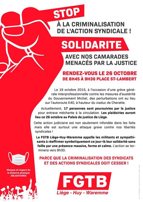 Li Ge Rassemblement Contre La Criminalisation De Laction Syndicale