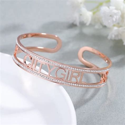 Adjustable Crystal Couple Name Bangle Custom Jewelry Beceff