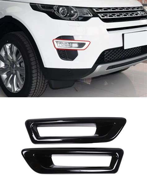 Gloss Black ABS Chrome Front Fog Light Lamp Cover Trim For Land Rover