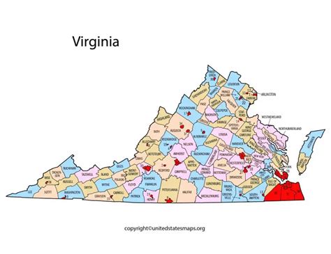 Virginia County Map | County Map of Virginia with Cities