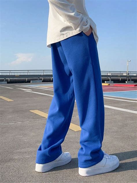 Men Letter Patched Drawstring Waist Straight Leg Pants Shein Usa