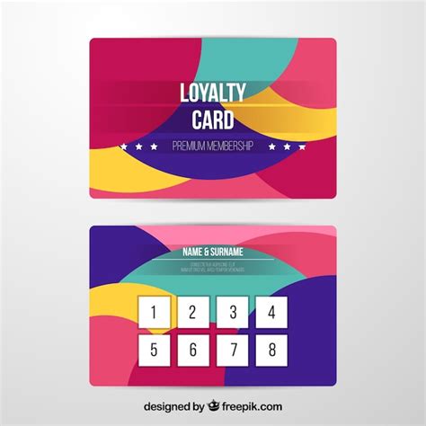 Free Vector Colorful Loyalty Card Template With Abstract Design