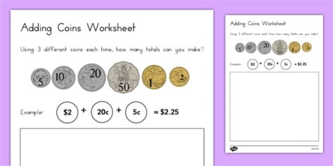 Adding Coins Worksheet