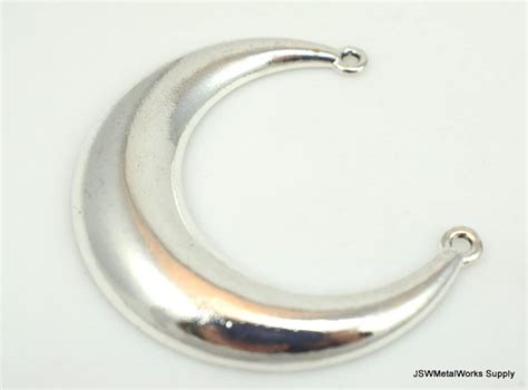 Large Crescent Moon Pewter Pendant Antiqued Silver Moon Etsy