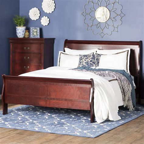 Solid Wood Queen Sleigh Bed Frame Inkeriini