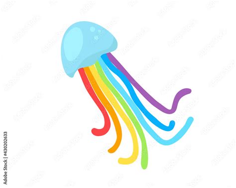 Rainbow Jellyfish Icon Clipart Image Isolated On White Background