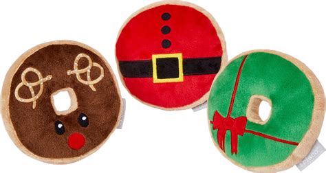 Frisco Holiday Donuts Plush Squeaky Dog Toy 3 Count