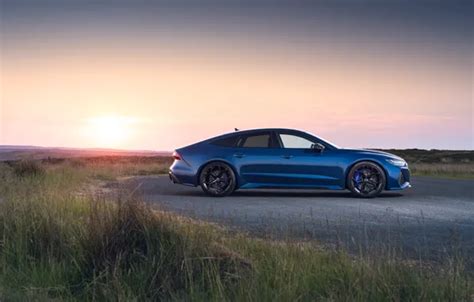 Wallpaper Audi Blue Rs 7 Side View Audi Rs7 Sportback Performance