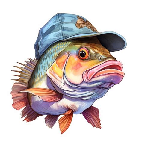 Premium AI Image A Close Up Of A Fish Wearing A Hat On A White