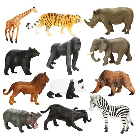 Buy Achort Mini Animal Figures Set 12Pcs Safari Animal Toys Small Zoo Animals Figures Realistic ...