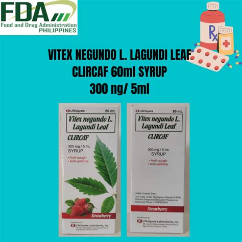 Vitex Negundo L Lagundi Leaf Clircaf 60ml 300mg5ml Syrup Lazada Ph