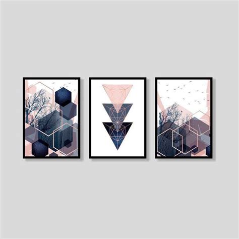 3 Quadros Decorativos Formas Geométricas 21x30 Luven Bra Leroy Merlin