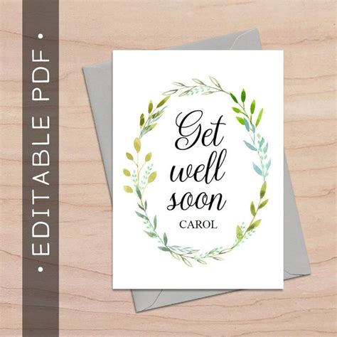 Editable And Printable Get Well Soon Card Instant Download Pdf Card Template Etsy Get Well