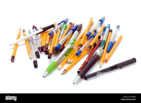 Pile Of Mixed Pencils And Pens Stock Photo Alamy