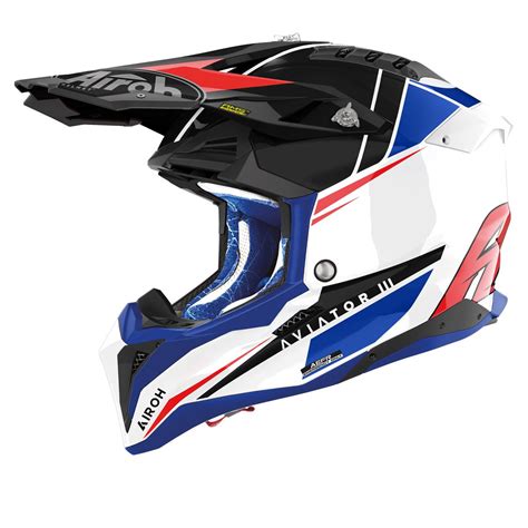 Airoh Motocross Helm Aviator 3 Push Blue Red Gloss EBay