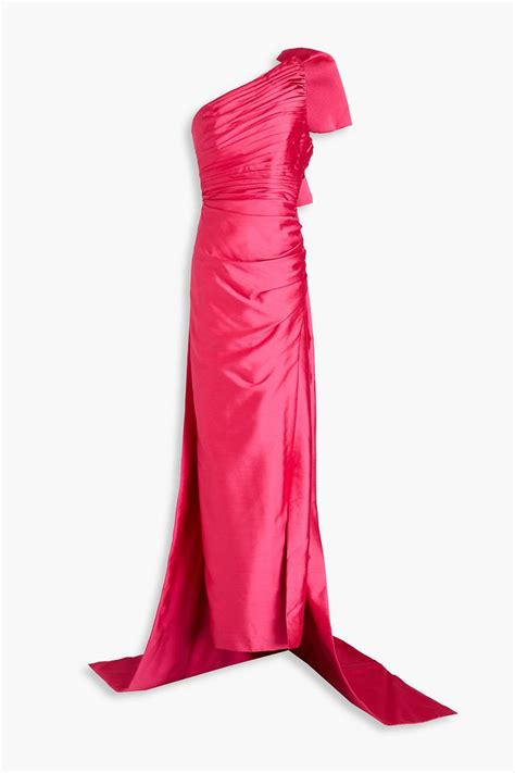 RACHEL GILBERT Marta One Shoulder Bow Detailed Satin Gown THE OUTNET