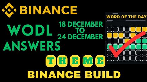 Binance Crypto WODL Answers Today Theme Binance Build Word Of The