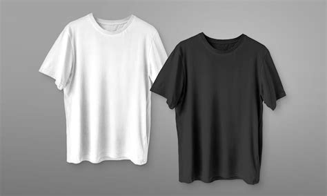 Camisetas Preto E Branco Em Fundo Cinza Psd Premium