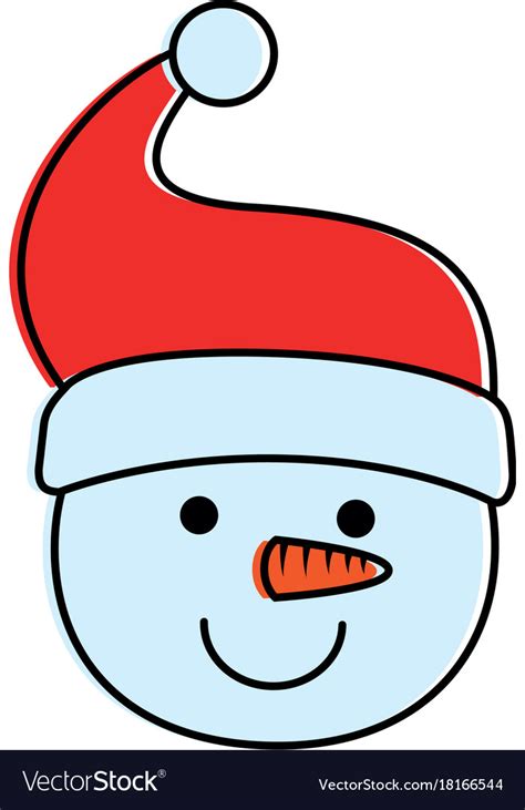 Cute snowman head character icon Royalty Free Vector Image