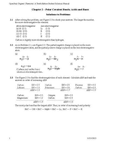 Solucionario Cap 2 De Mc Murry 9na Ed Chapter 2 Polar Covalent