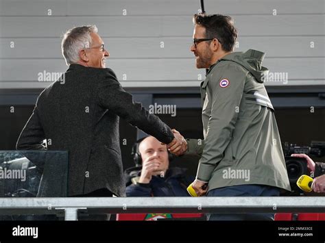 Wrexham Co Owner Ryan Reynolds Right Shakes Hands With Bbc Sport S